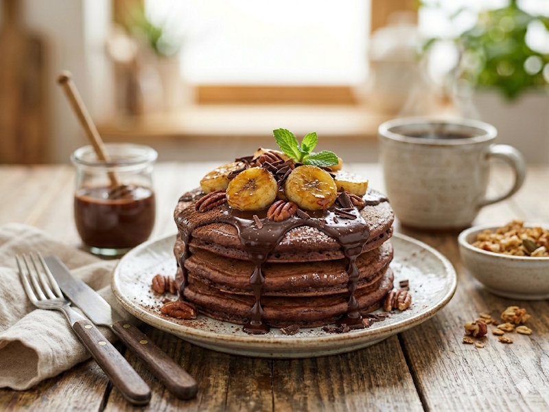Pancakes Gourmet de Chocolate y Banano