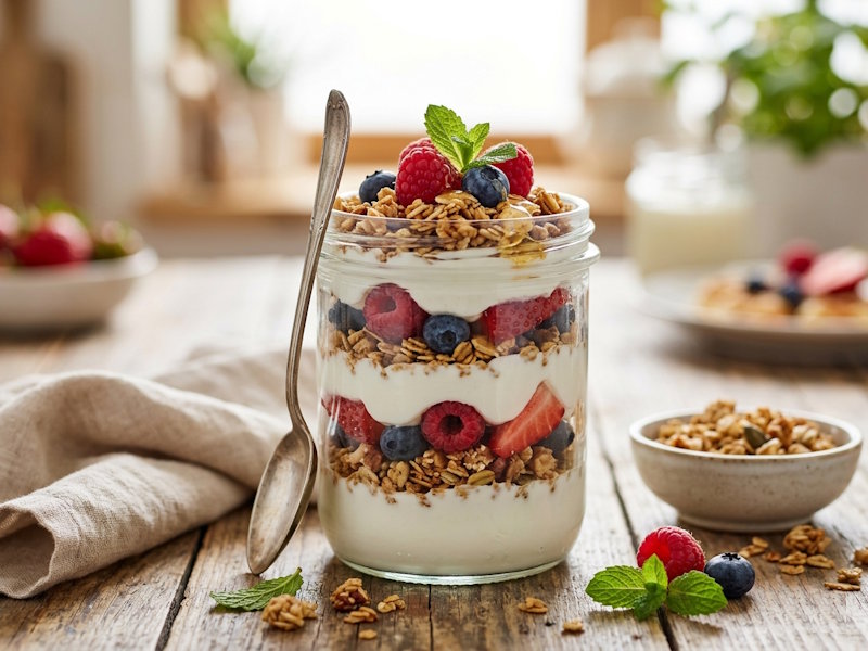 Parfait de Yogur y Frutos Rojos